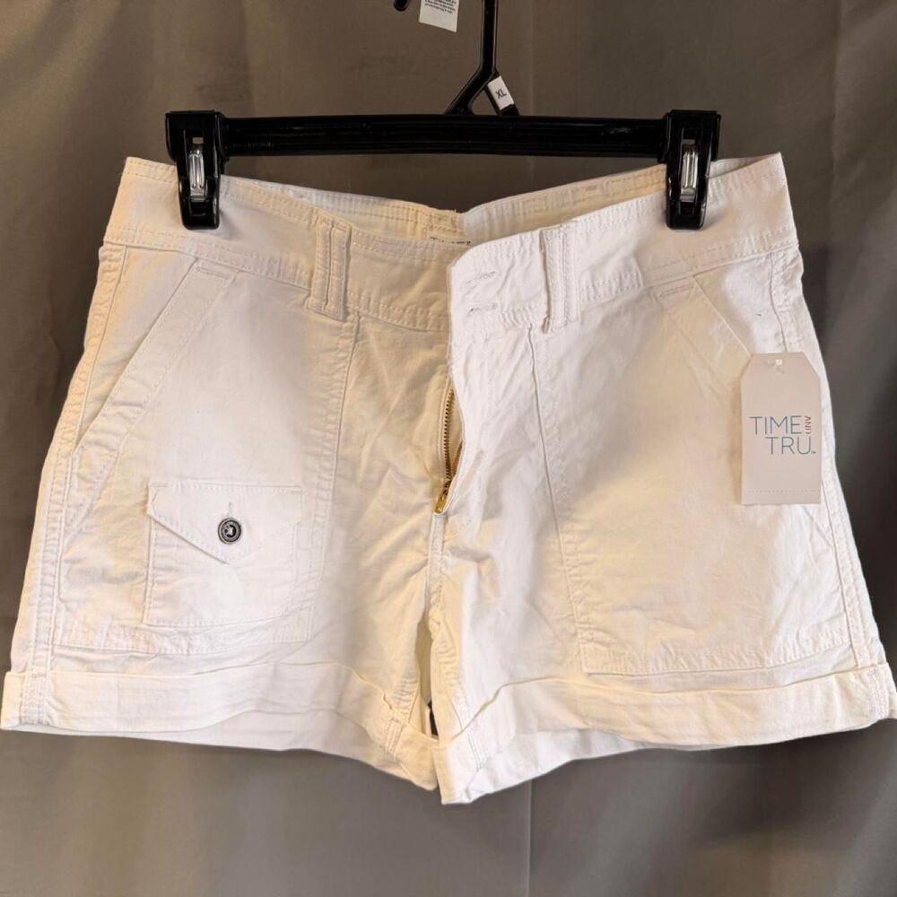 Time-and-tru Women's White and Cream Shorts